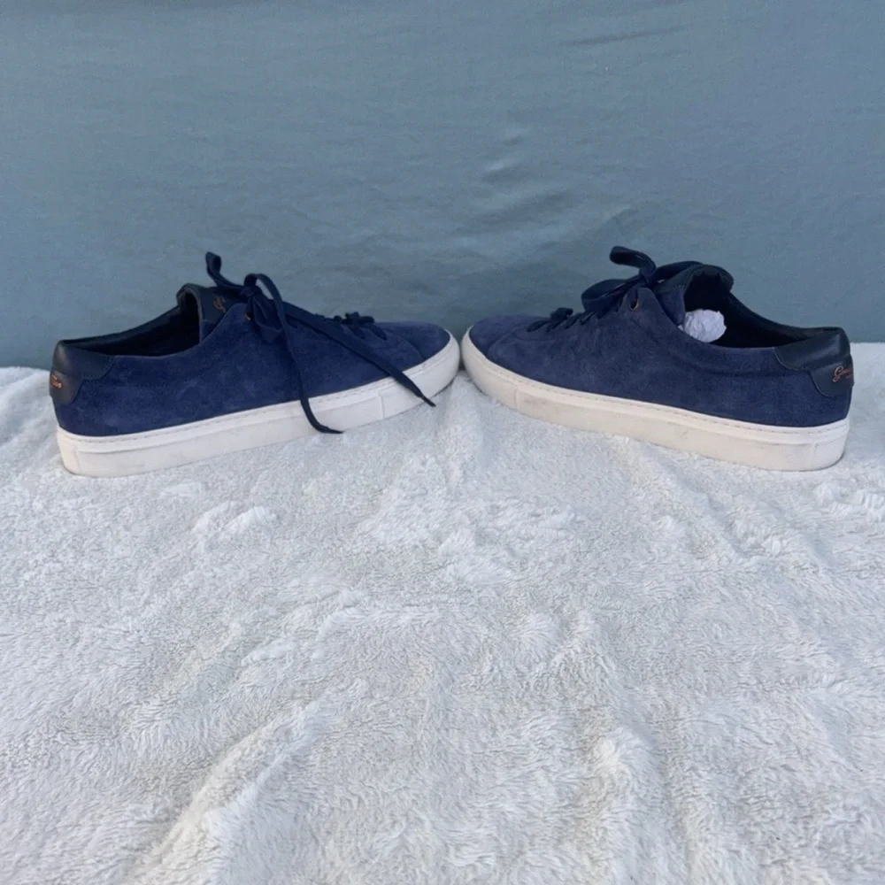 EUC Good Man Brand Blue and White Suede Sneakers with Lace-Up Design Size 8